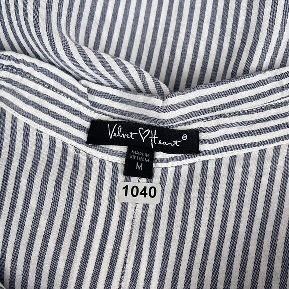Velvet Heart‎ Striped Button-Up Long Sleeve Pocket Tunic Shirt Dress Women M - Picture 6 of 11
